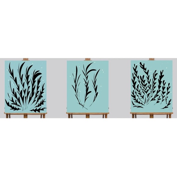 Ocean Seaweed Set of 3 Canvas Wraps - Picture 1 of 4